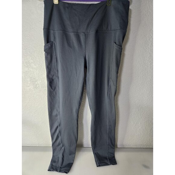 Velocity Leggings Womens XL Gray High Rise Yoga Pants Stretch Pockets Athletic - Picture 1 of 9